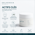 Actifs clés du masque MINERAL-PURE 03 CELVESSIA : kaolin, argile verte (montmorillonite) et extraits végétaux
