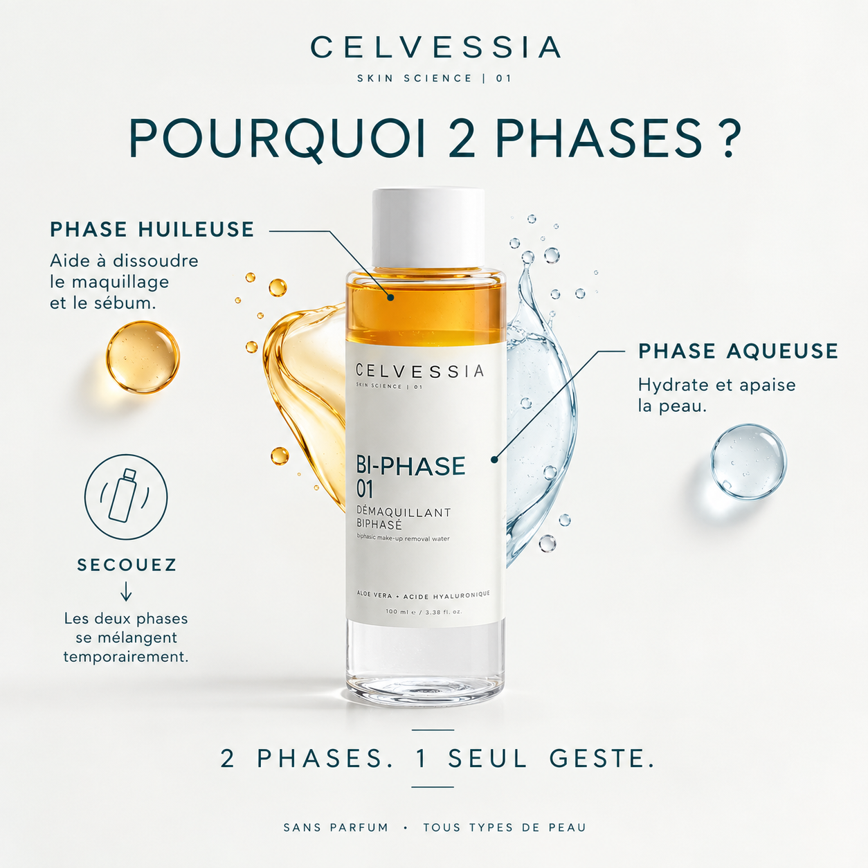 CELVESSIA BI-PHASE 01 — Solution Démaquillante Biphasée à l’Acide Hyaluronique