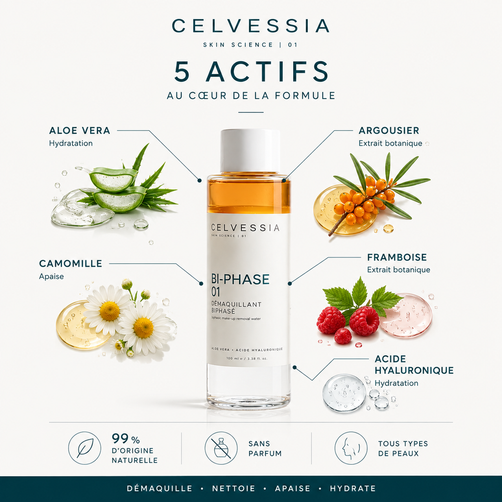 CELVESSIA BI-PHASE 01 — Solution Démaquillante Biphasée à l’Acide Hyaluronique