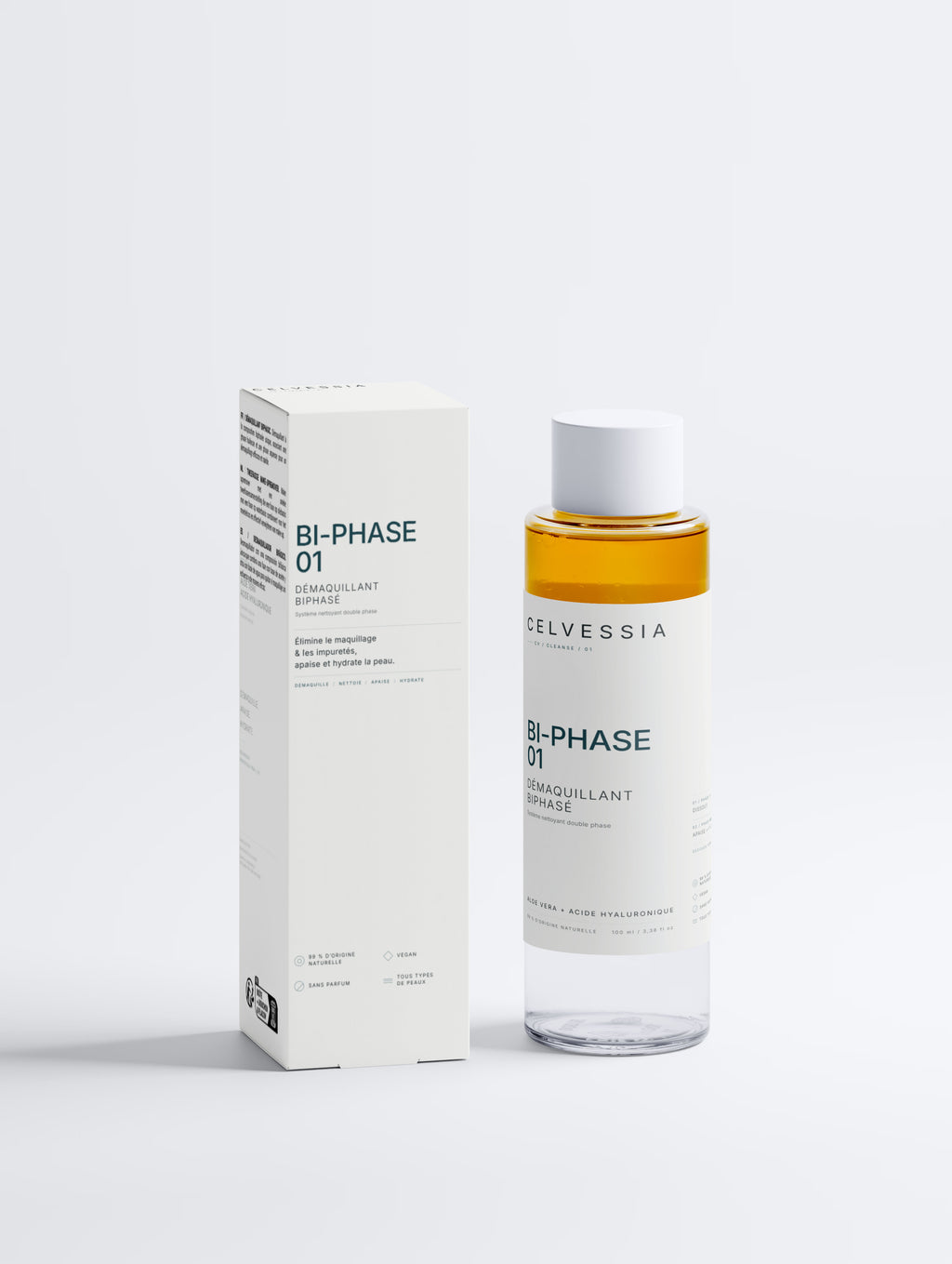 CELVESSIA BI-PHASE 01 — Solution Démaquillante Biphasée à l’Acide Hyaluronique
