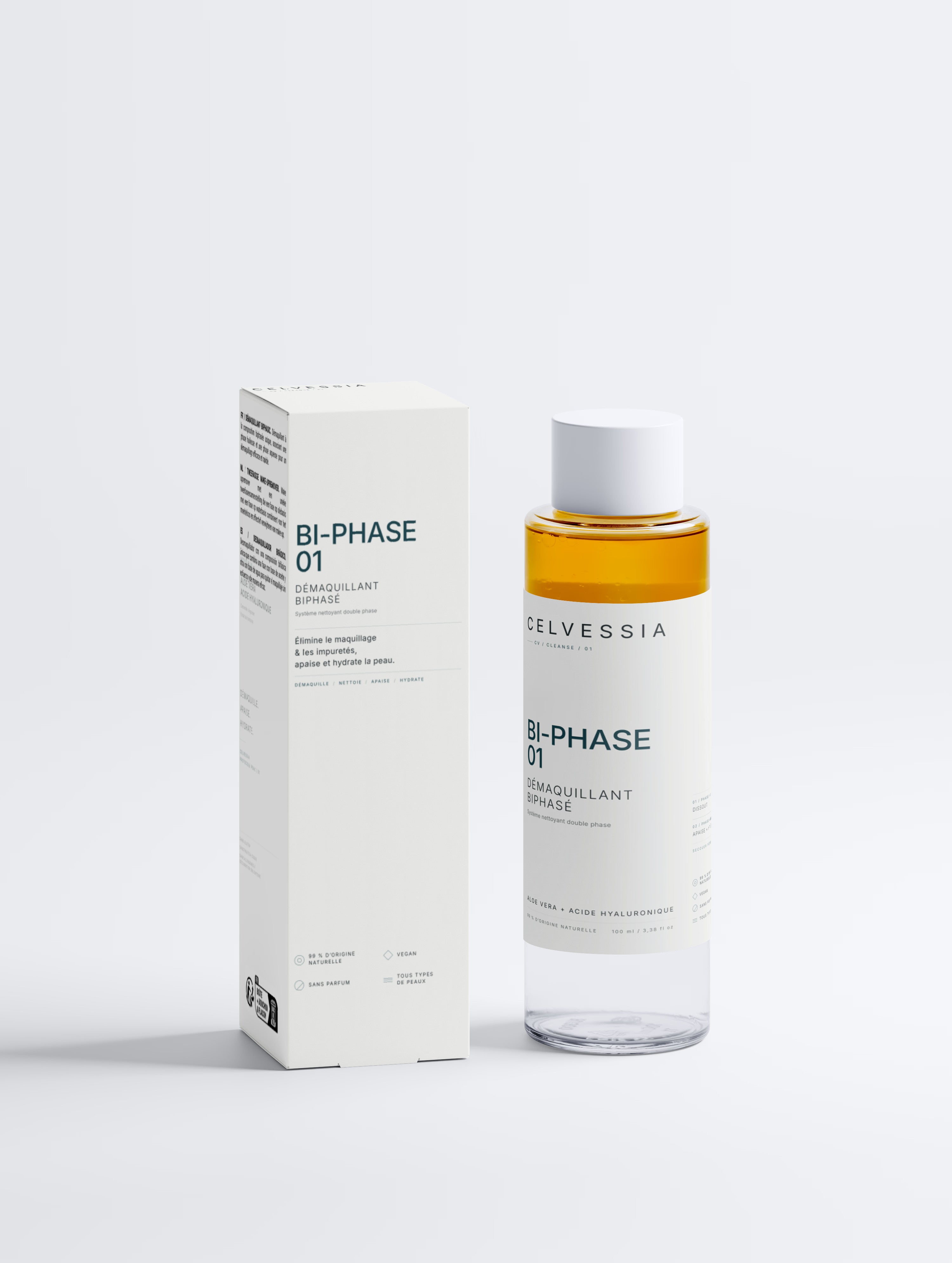 CELVESSIA BI-PHASE 01 — Solution Démaquillante Biphasée à l’Acide Hyaluronique